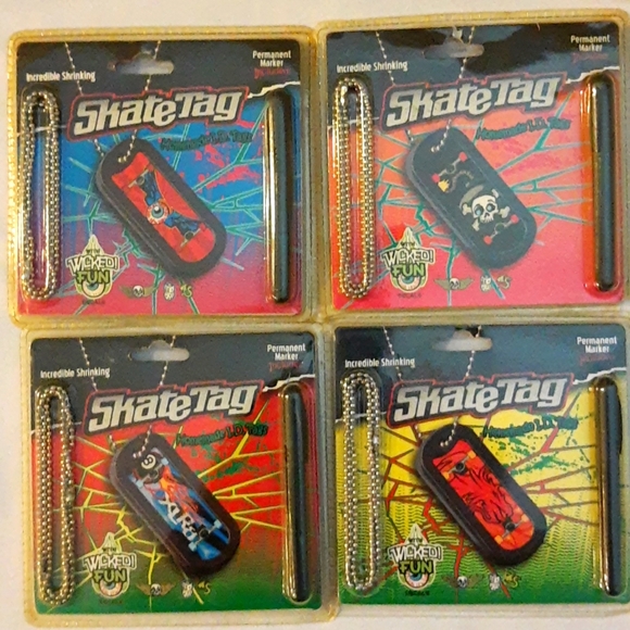Incredible Shrinking Skate Tag Homemade ID Tags, Luggage Tags, Lot of 4 - Picture 2 of 13